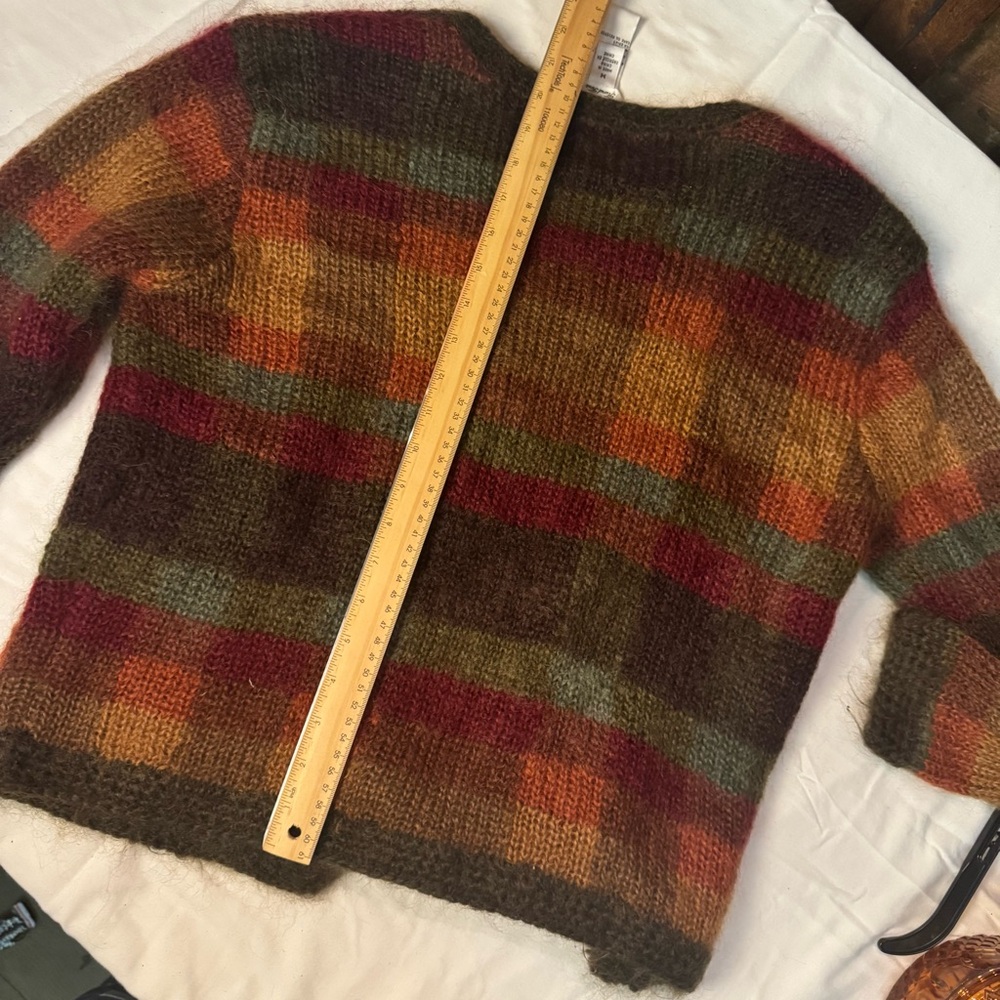 HAND KNIT …Talbots Autumn Tones Plaid Cardigan. Perfect condition - Picture 10 of 11